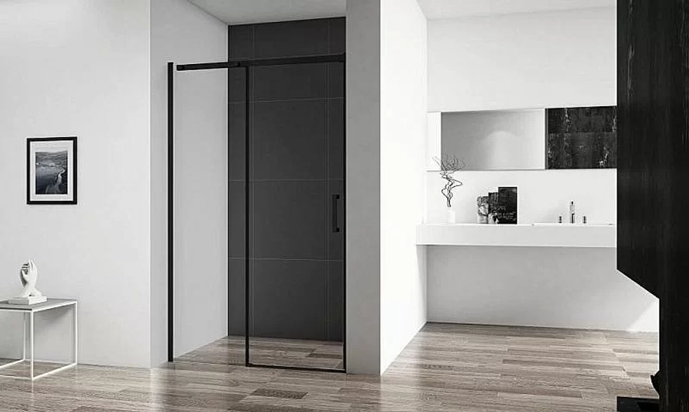 Душевая дверь BelBagno Acqua BF-1 140 стекло прозрачное/профиль черный