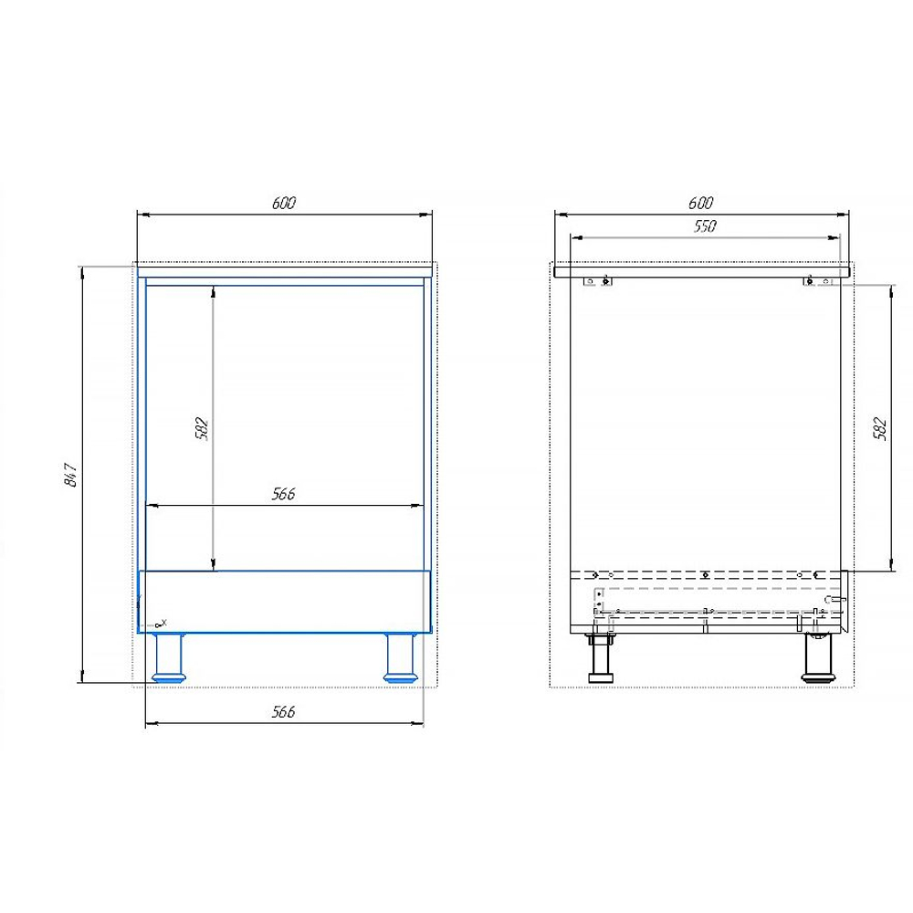Кухонный модуль напольный 60х55х83 под духовой шкаф, Валенсия, без столешницы, на ножках, белый, Dipriz