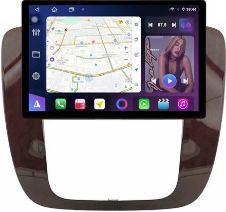 Магнитола для Chevrolet Tahoe 900 2006-2014 (рамка дерево) - FarCar BX877 монитор 13" 2K QLED на Android 13, TS10, 6+128, CarPlay, 4G SIM-слот