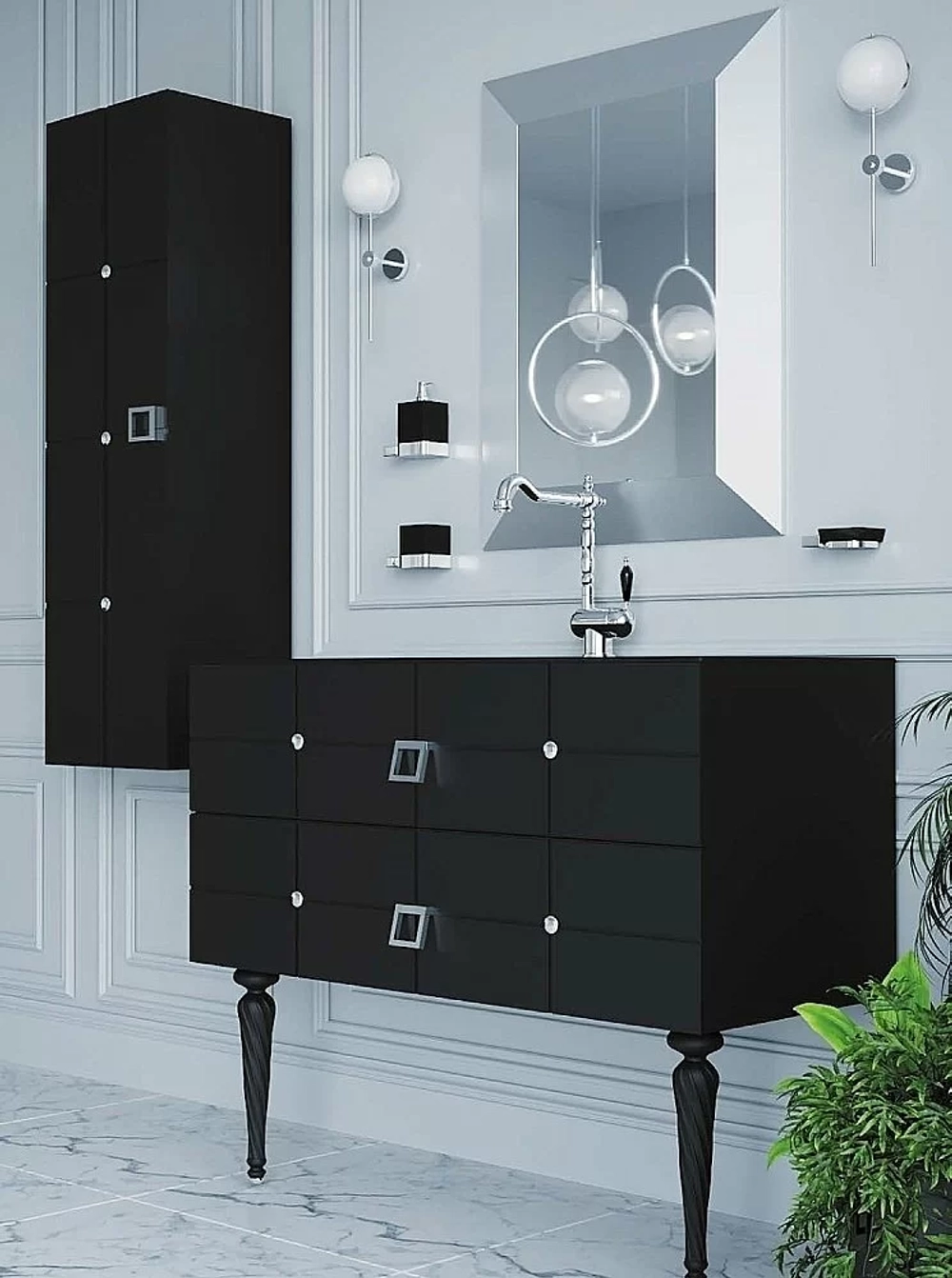 Тумба с раковиной Armadi Art Vallessi Avantgarde Piazza 80 черный с хромом