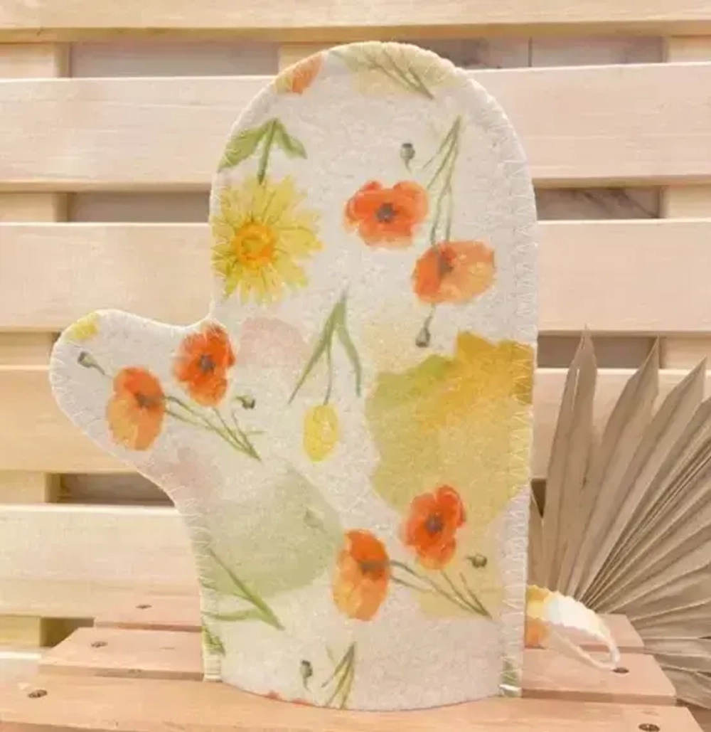 Варежка банная цветная «Маковое поле»