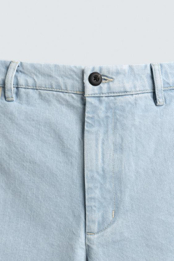ZARA ДЖИНСОВЫЕ ШОРТЫ-ЧИНОСЫ, ГОЛУБОЙ