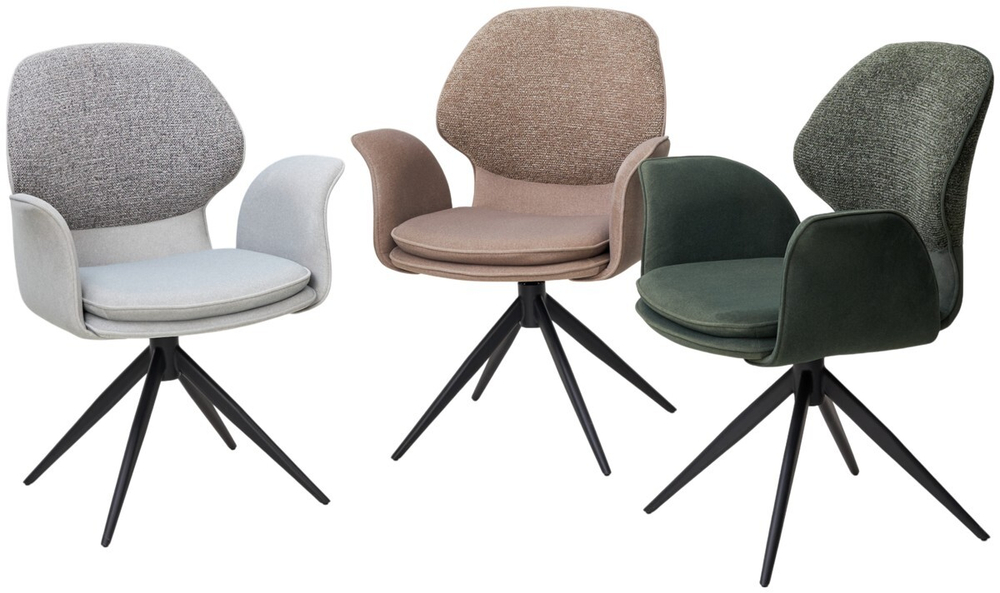 Стул LENNE 360 град. поворот., латте  MILAN-430, ткань/ MOHAIR-440, ткань/ Черный, ®DISAUR