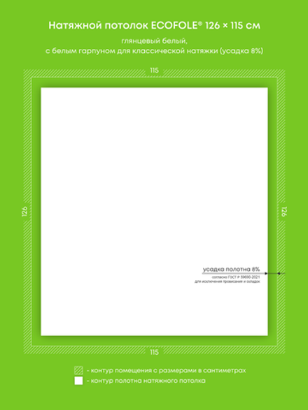 Глянцевый натяжной потолок 1.4 м2