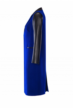 Пальто прямого силуэта с рукавами из экокожи LE-11-17FW