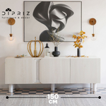 Тумба под телевизор, 150х40х55, Ола, напольная, в прихожую, белый / дуб шамони, Dipriz