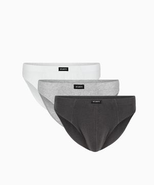 Мужские трусы (3шт) слипы спорт Atlantic  3BMP-322, белый+серый+графит