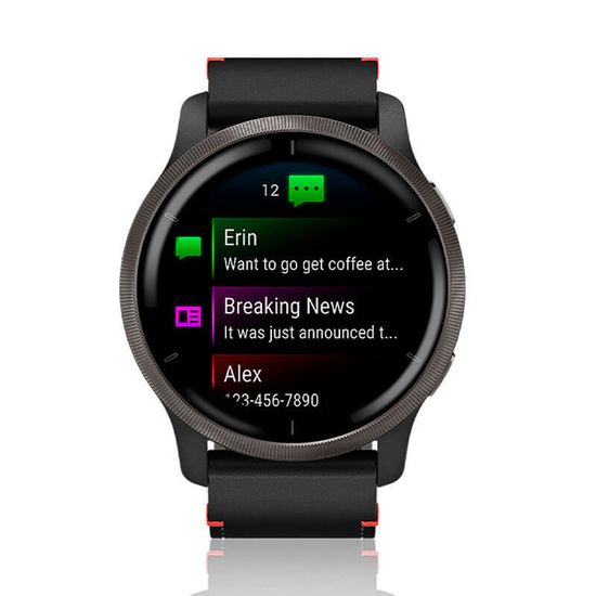 Смарт часы Garmin Venu 2, черные с серым безелем и кожаным ремешком 010-02430-21