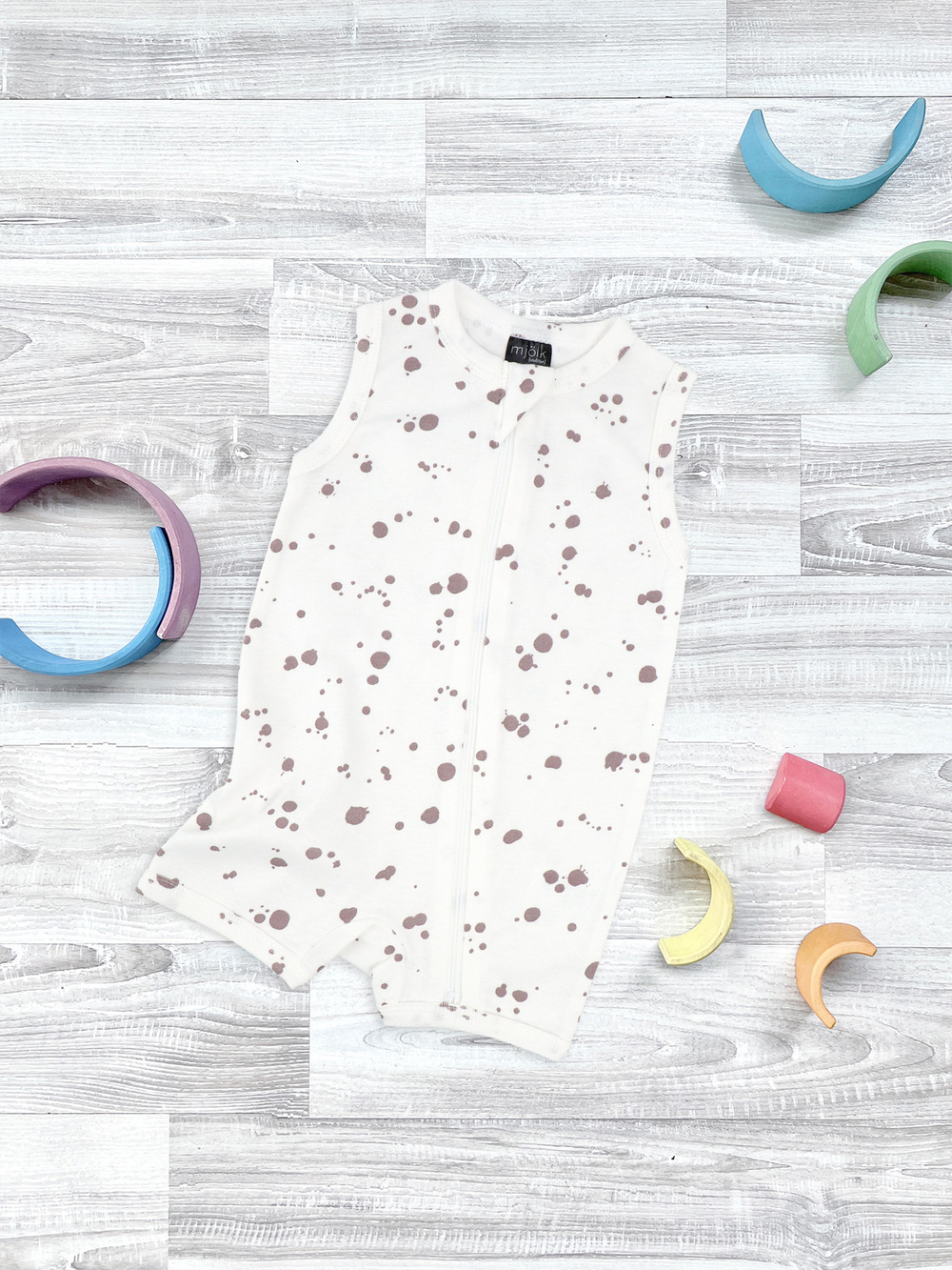 Песочник без рукавов Mjölk Sleep and Play Кляксы, уценка