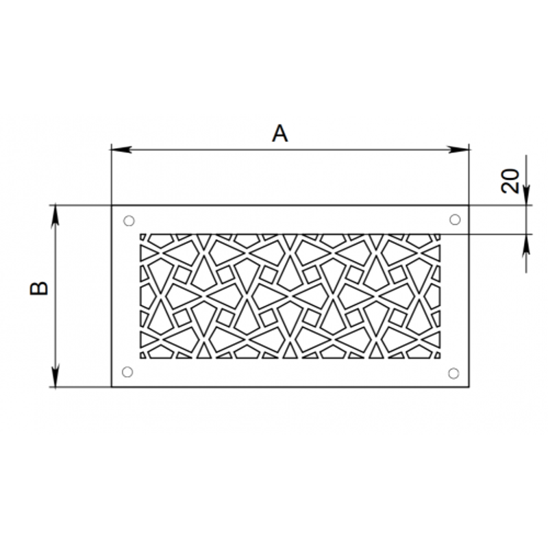 Вентиляционная решетка в подоконник для батарей отопления DECOR/плоская/OC/1мм