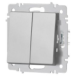 Переключатель Intro Accent 6-107-03 двойной, 10А-250В, IP20, СУ, AL/CU, алюминий