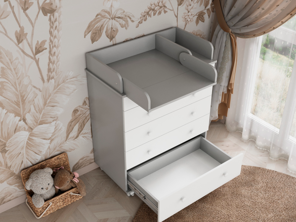 Комод Oskar серый/белый