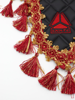 Вымпел тройной HOWO (экокожа, черный с красными кисточками)