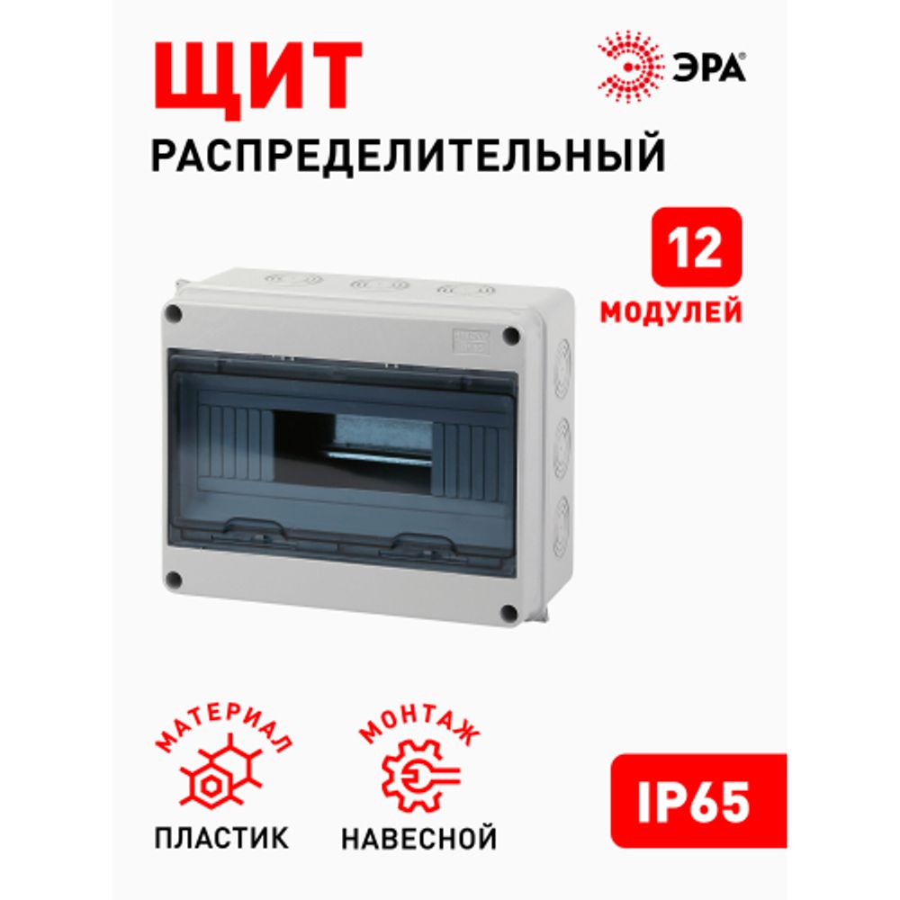 Корпус пластиковый навесной ЭРА SIMPLE КМПн-12 IP65 серый