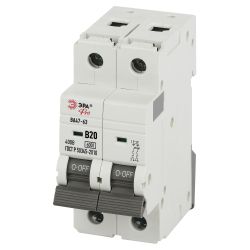 Автоматический выключатель ЭРА PRO VA63-2P20B6 ВА47-63 2P 20А кривая B 6кА