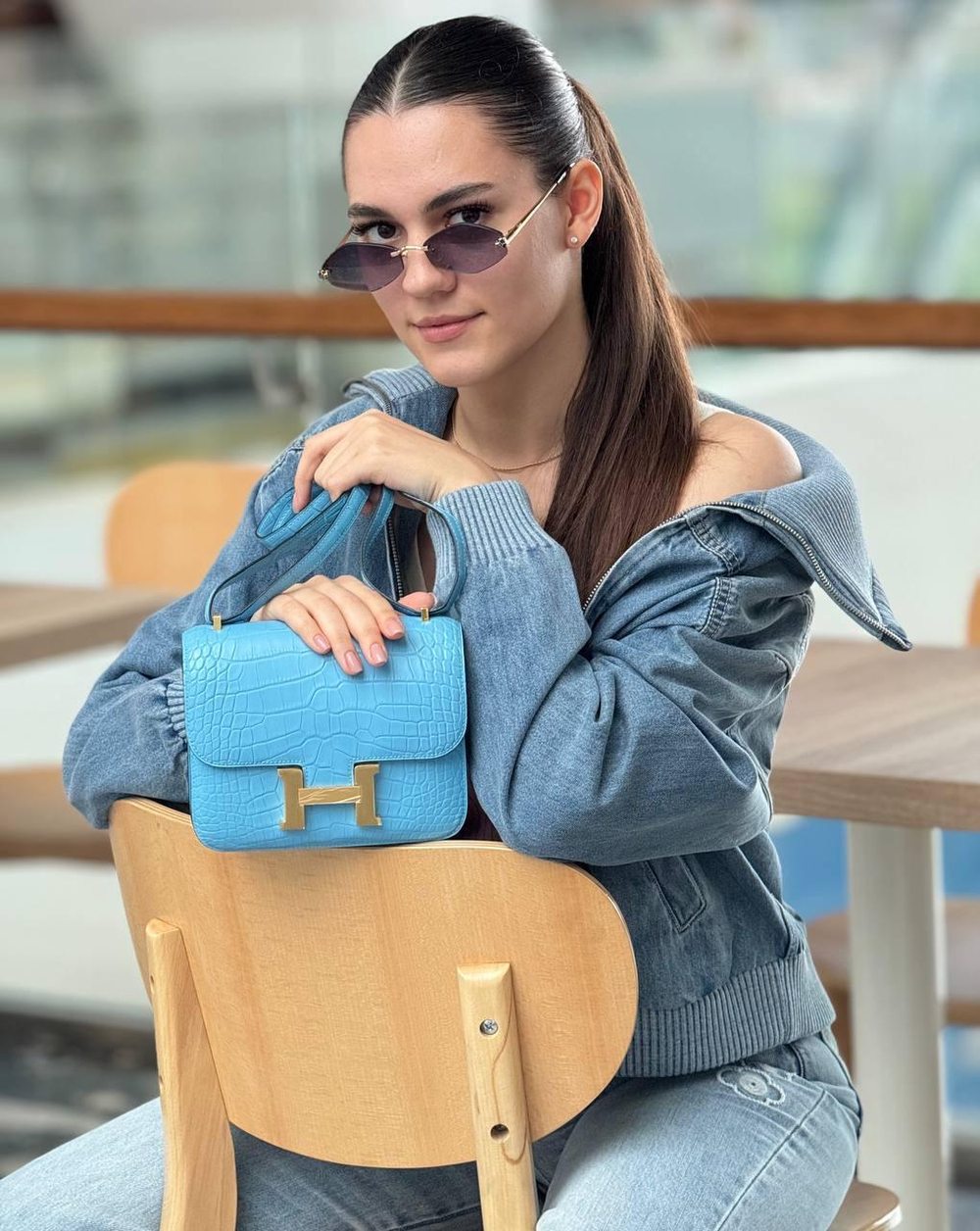 Сумка Hermes из кожи крокодила 18 см