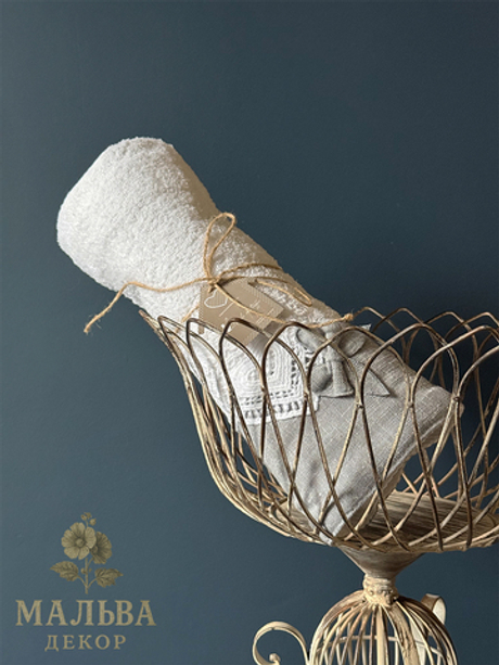 Набор из 2-х декоративных полотенец "Паулония" белый 38х58 см/55x104 см