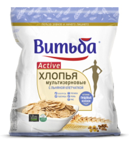 Хлопья "Active" мультизерновые с льняной клетчаткой 250г. Витьба