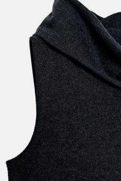 ZARA ТОП В РУБЧИК ИЗ МЯГКОЙ ТКАНИ, ТЕМНО-СЕРЫЙ