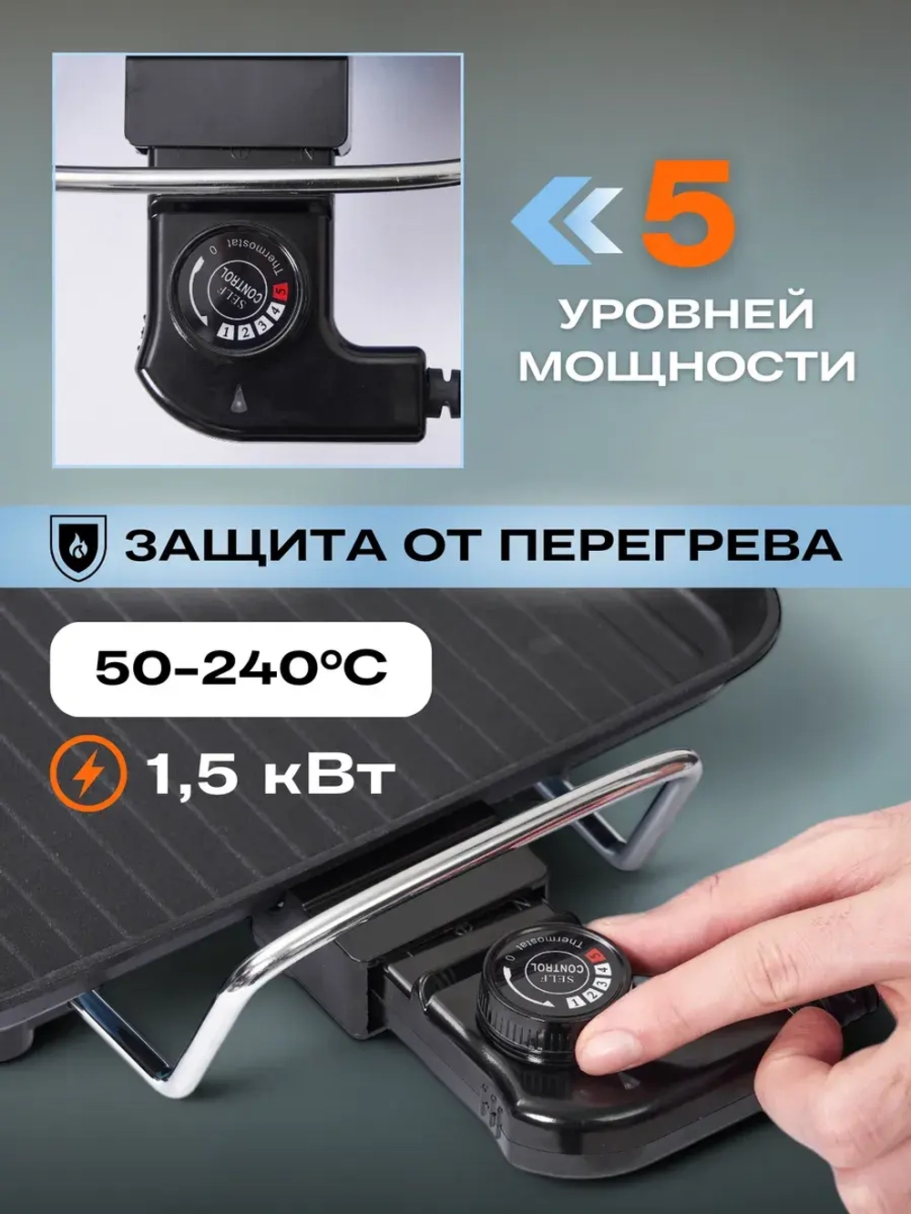 Гриль барбекю электрический для дома и кухни Delisimple BigFry