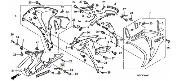 Honda Кронштейн плуга левый CBR 1000 64542-MFL-000