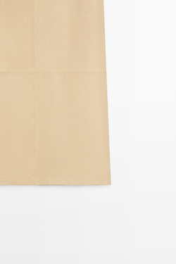 Massimo Dutti Юбка миди из кожи наппа, ванильный