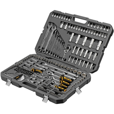 Набор инструментов, 1/2", 1/4", 3/8", CrV, S2, пластиковый кейс, 216 предметов// Denzel [15807]