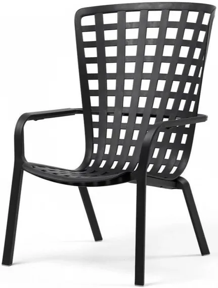 Уличное кресло Folio антрацит с зеленой подушкой