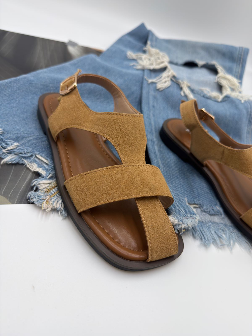 Босоножки женские натуральная кожа арт. PEY 470-5 цвет "рыжий"