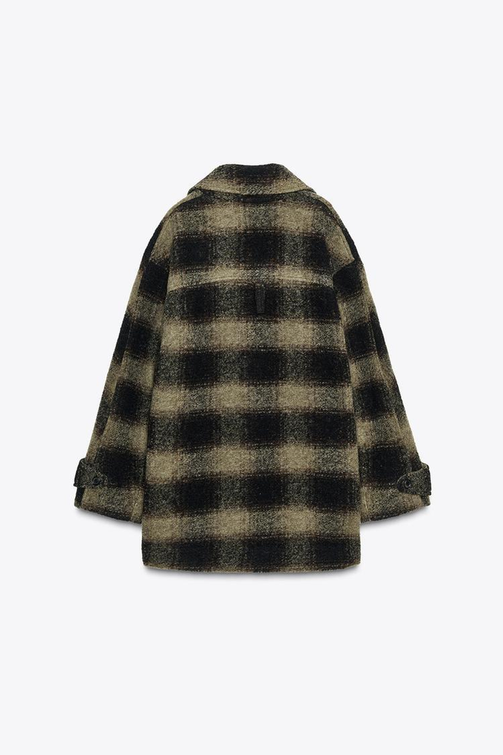 ZARA ПАЛЬТО В КЛЕТКУ ИЗ СМЕСОВОЙ ШЕРСТИ — ZW COLLECTION LIMITED EDITION, ЧЕРНЫЙ/ЗЕЛЕНЫЙ