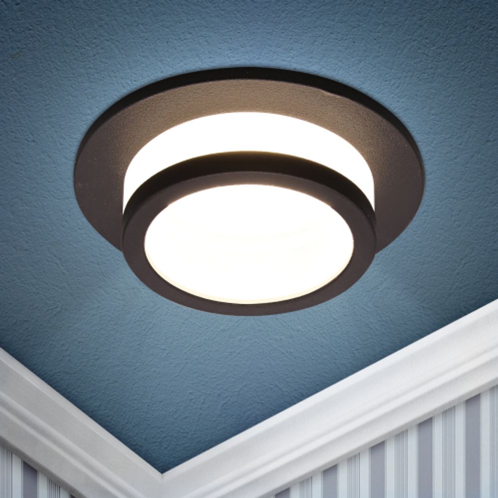 Встраиваемый светильник алюминиевый ЭРА KL89 BK MR16/GU5.3 черный | Алюминиевые встраиваемые светильники