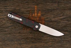 Нож складной QSP Lark, клинок 80мм, сталь Sandvik 14C28N, рукоять карбон-R