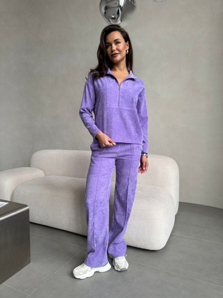 Костюм спортивный женский микровельвет сиреневый уценка