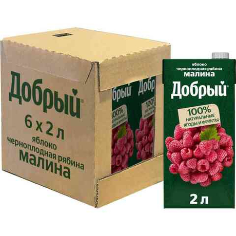 Добрый сок "Яблоко, Рябина и Малина" 2,0 л. (6шт. в упаковке)