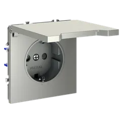 Розетка встраиваемая VOLTUM S70 с заземлением, защитными шторками и крышкой 16А, (сталь)
