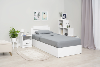 Кровать односпальная Эко белый гладкий