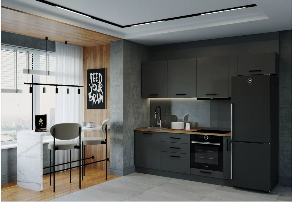 Кухонный гарнитур Антрацит (графит) 2550 мм столешница 38 мм