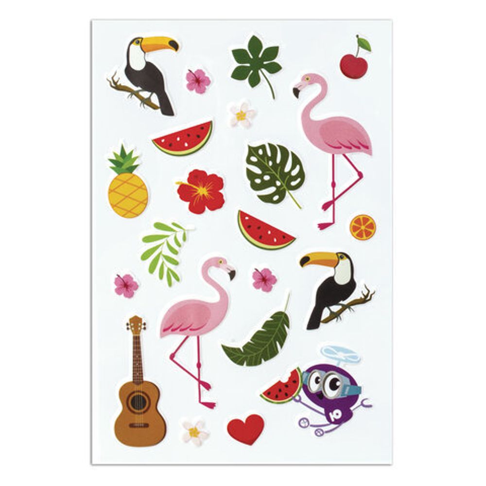 Наклейки зефирные "Гавайи", многоразовые, 10х15 см, ЮНЛАНДИЯ, 661795