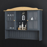 Шкаф Лена двухдверный из массива сосны, с 3 полками (верхняя часть буфета Лена), серый/антик