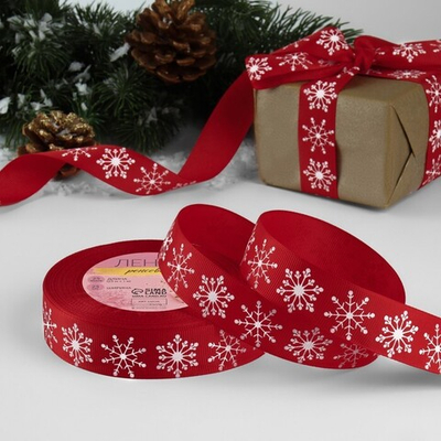 Репсовая лента новогодняя 25 мм