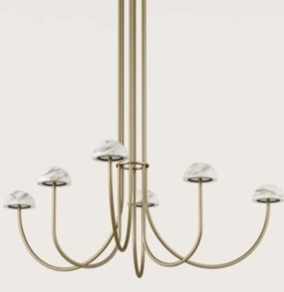 Подвесной светильник Dussa 6L золотой металл / белый мрамор