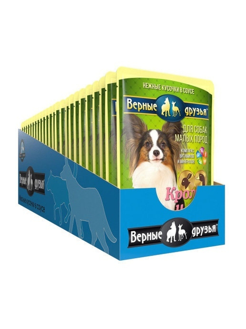 Влажный корм Верные друзья для взрослых собак мелких пород, кролик гусь, 24 шт x 100 г