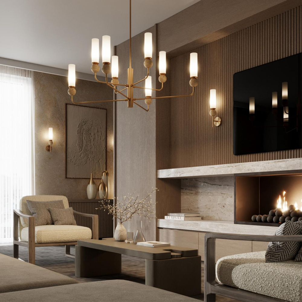 6625/1W MIDCENT ODL25 173 Настенный светильник под латунь/металл/стекло/камень (травертин) IP20 E14 1*E14 40W 220V LOLLA