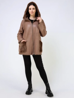 Дубленка зимняя двухсторонняя шуба с капюшоном