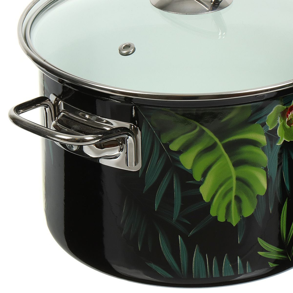 Набор эмалированной посуды 6 пр, кастрюли 2.4,3.4,5 л, Керчь, Тропическая ночь-5-1-Элит