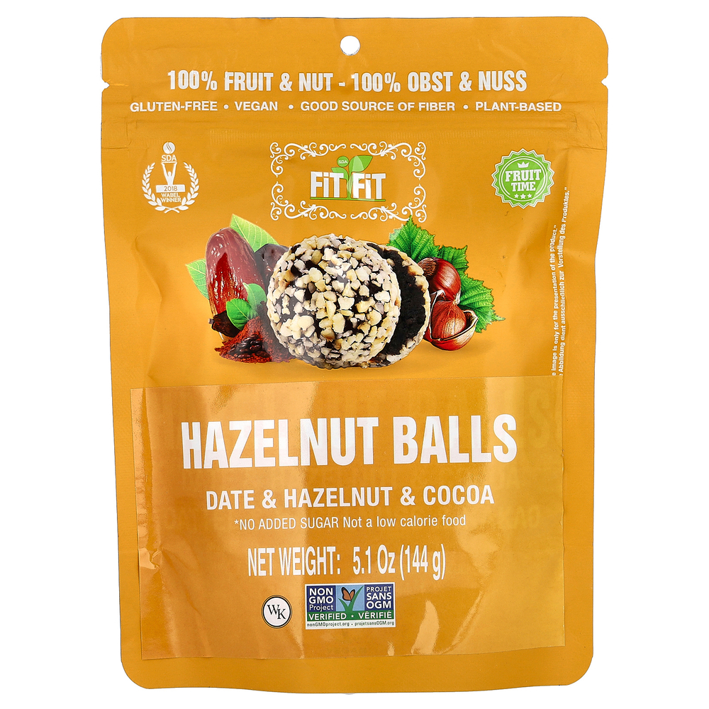 Nature's Wild Organic, Fit Fit, шарики из фундука, финик, фундук и какао, 144 г (5,1 унции)