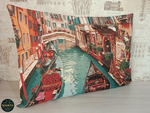 Декоративная гобеленовая наволочка для интерьерной подушки Каналы Венеции 68х47