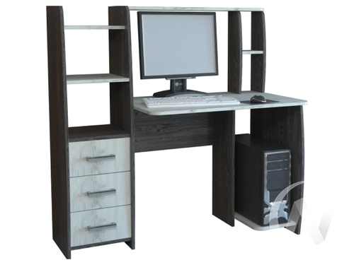 Стол компьютерный КЛ №6.3 (ясень анкор/дуб крафт белый)