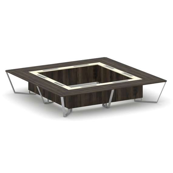 Steel Meet Стол переговорный квадратный KMK-PR.B.SP-20K2 Дуб Мали/Ваниль Глянец/Металл Серый 4000*40