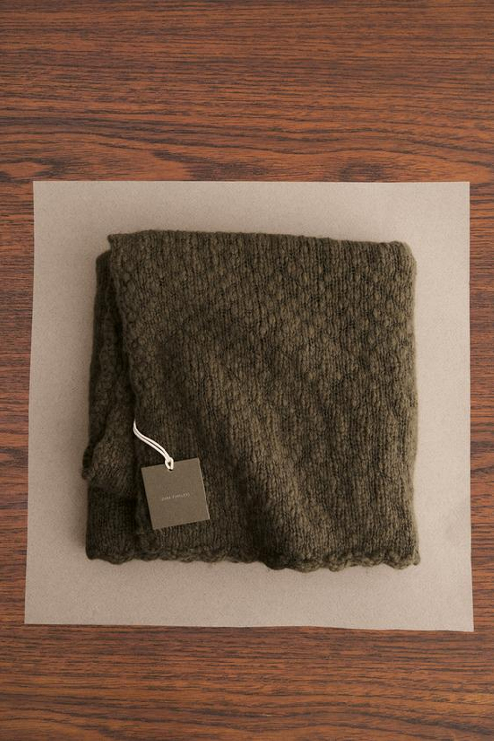 ZARA TIMELESS - ШЕРСТЯНОЙ ПЛЕД, ТЕМНЫЙ ХАКИ